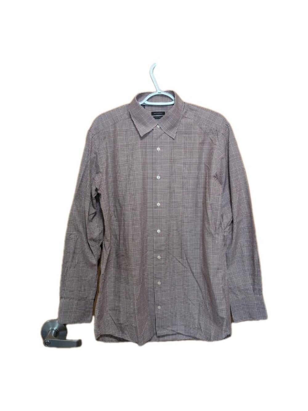 Suitsupply Shirt Men's Sz 16.5/42 Purple White Long Sleeve Dress‎ Plaid Cotton